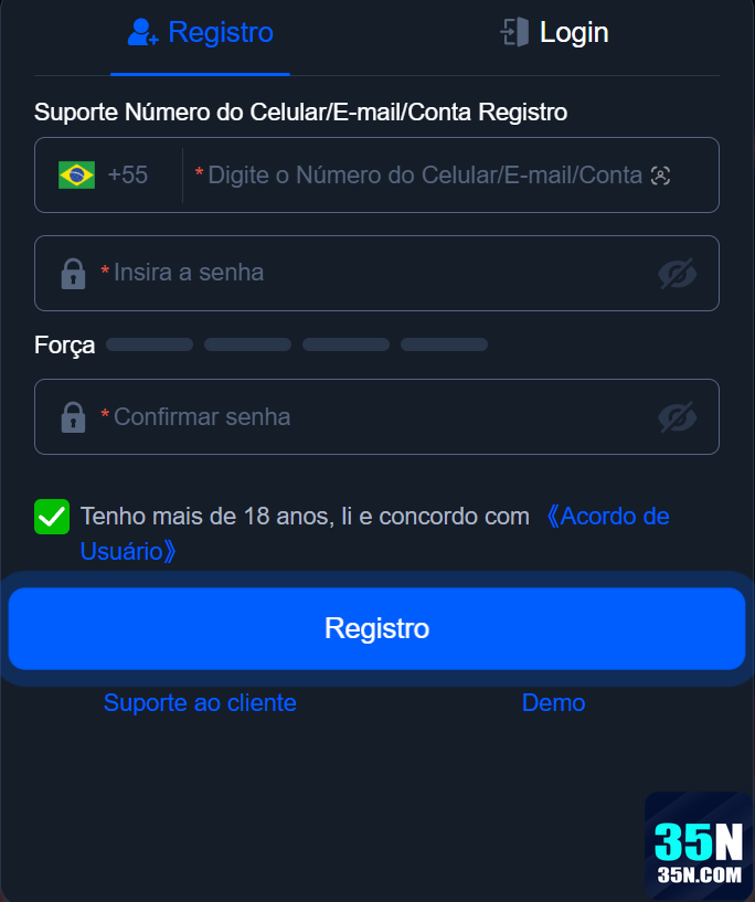 35n.com Passo a Passo Cadastro